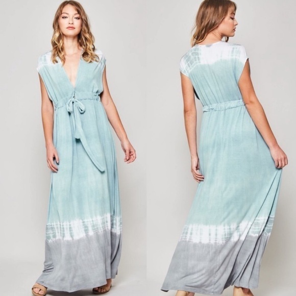 Mint Ombré Tie Dye Maxi Dress - Picture 2 of 8